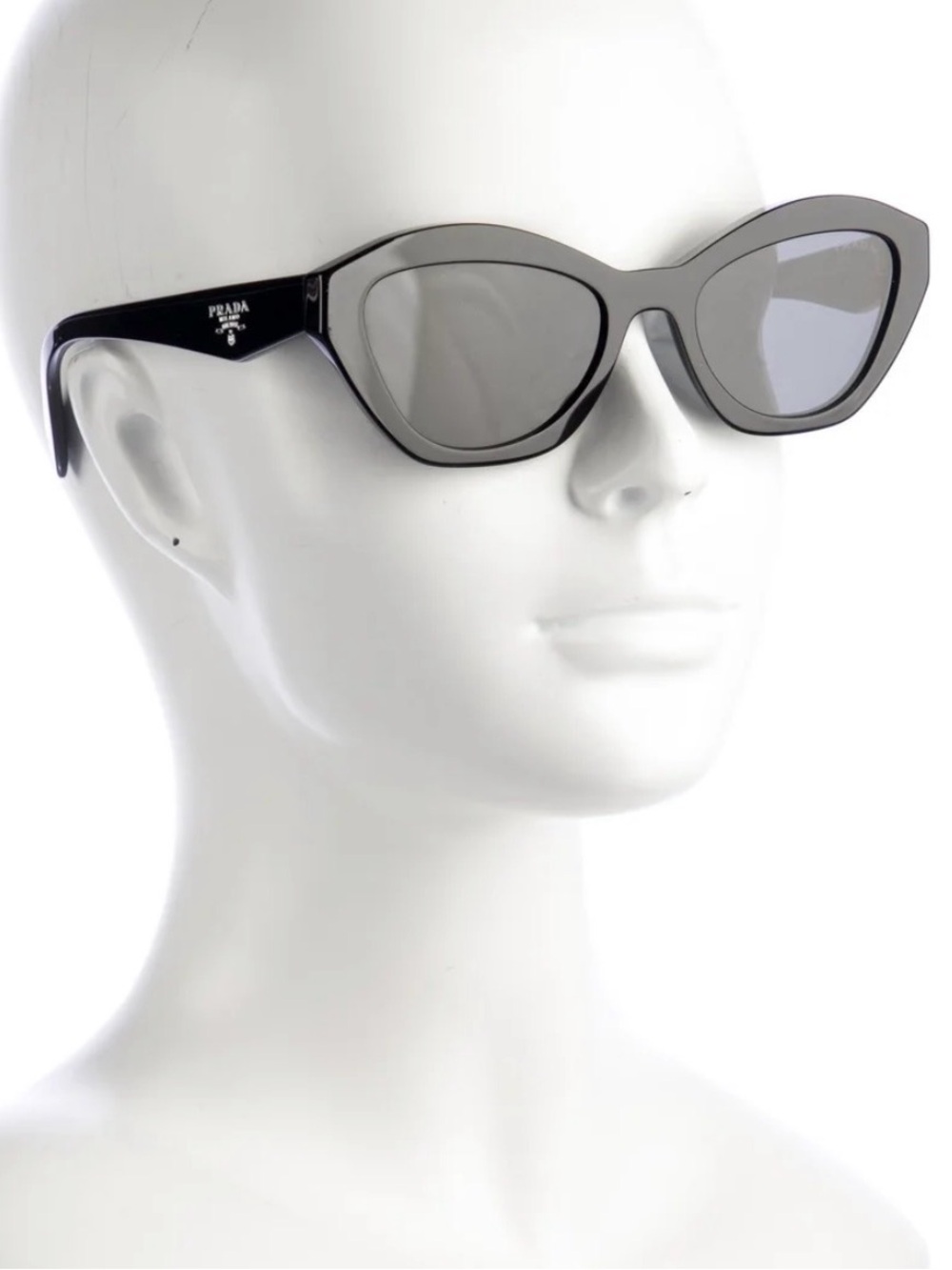 Prada Cat-Eye Butterfly Sunglasses with Logo Glossy Black - Picture 11 of 11